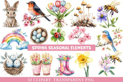Spring Seasonal Elements Clipart - CraftNest - Digital Crafting and Art