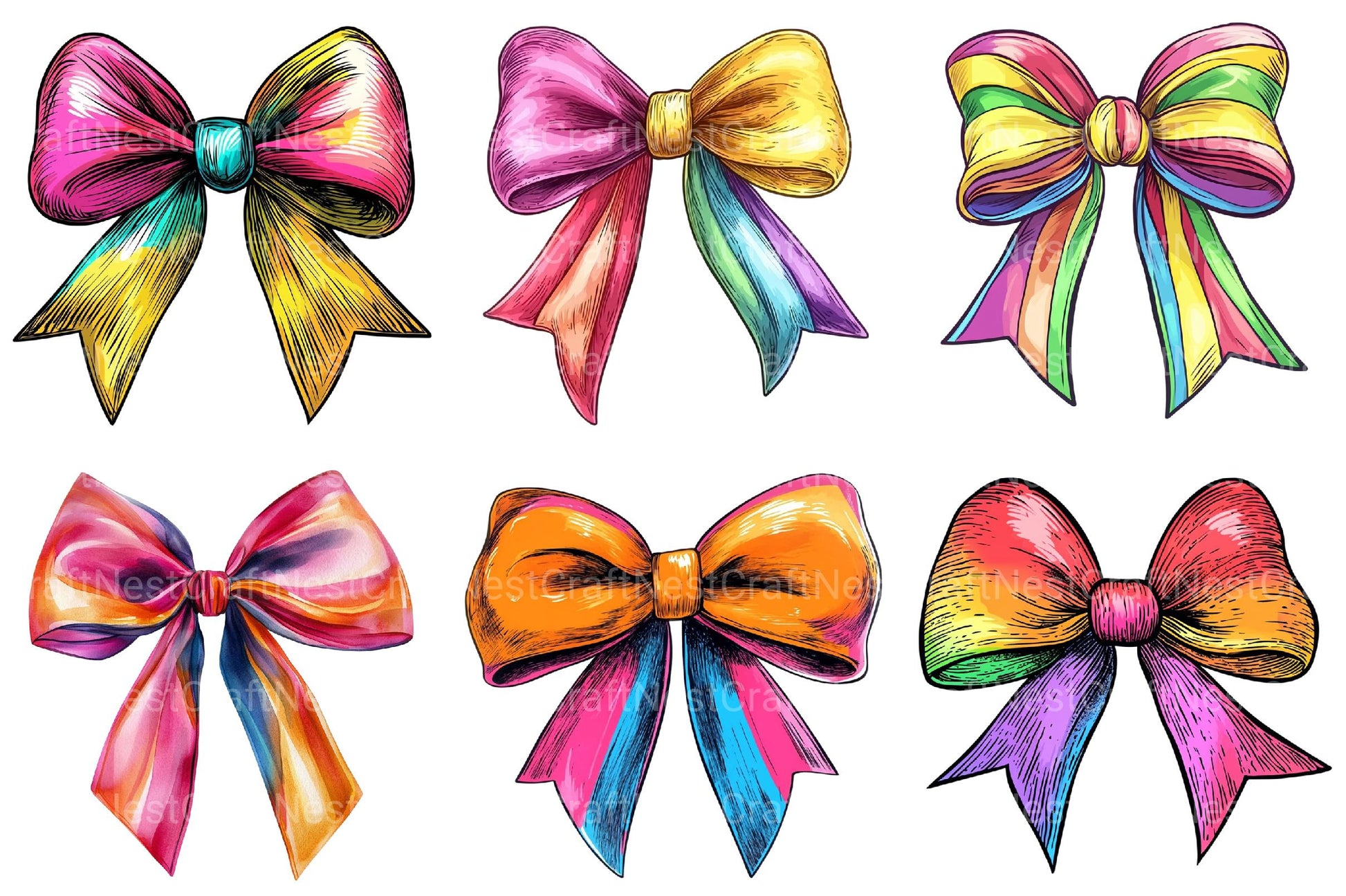 4th of July Bows Clipart - CraftNest - Digital Crafting and Art