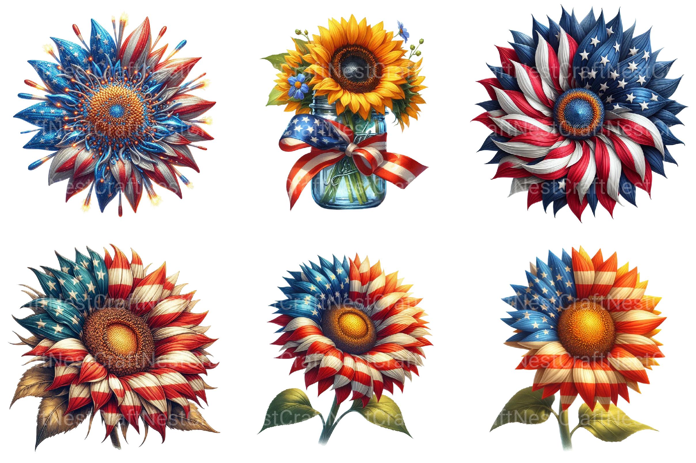 Sunflowers 4th of July Clipart - CraftNest - Digital Crafting and Art