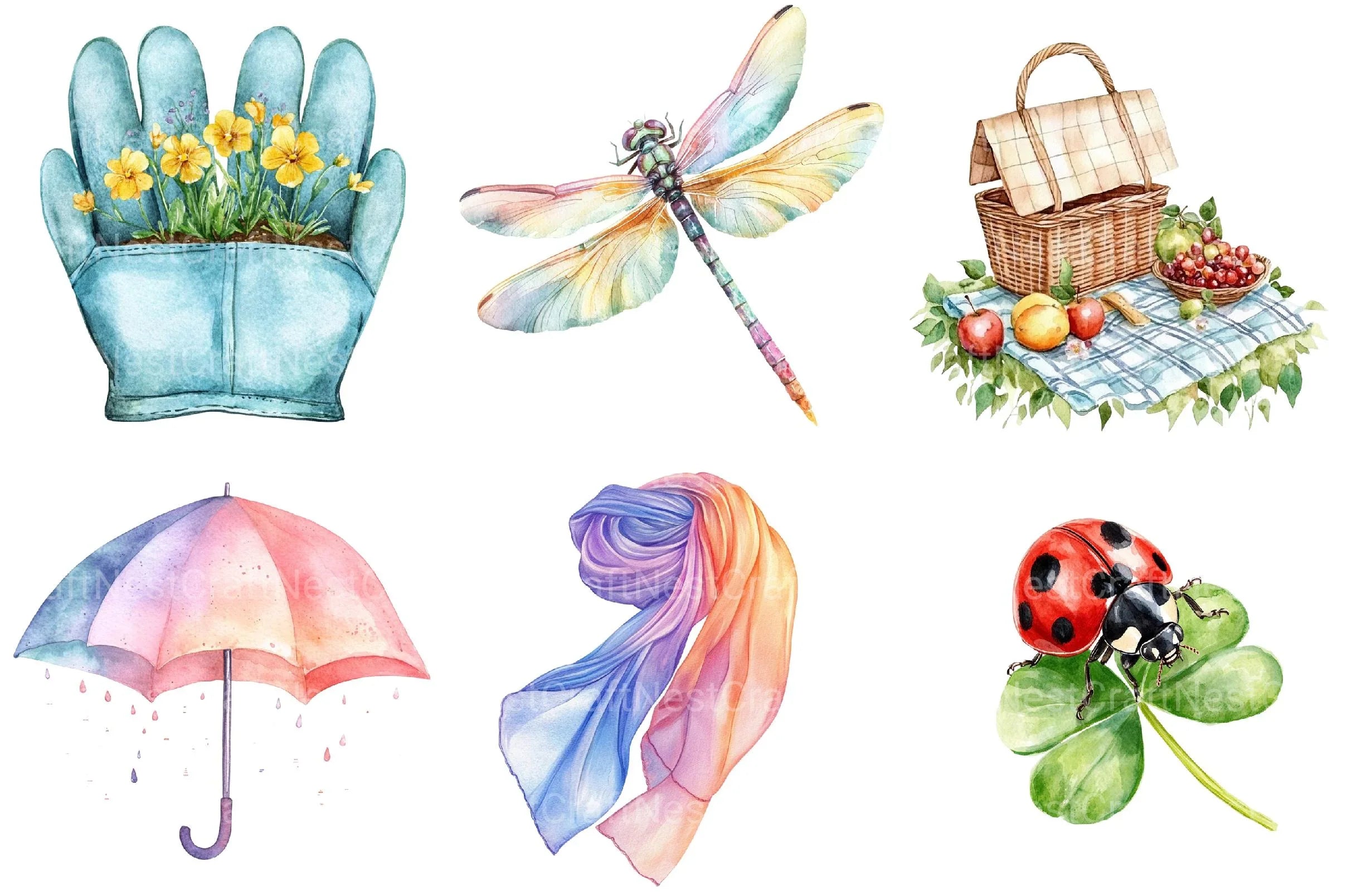 Spring Seasonal Elements Clipart - CraftNest - Digital Crafting and Art