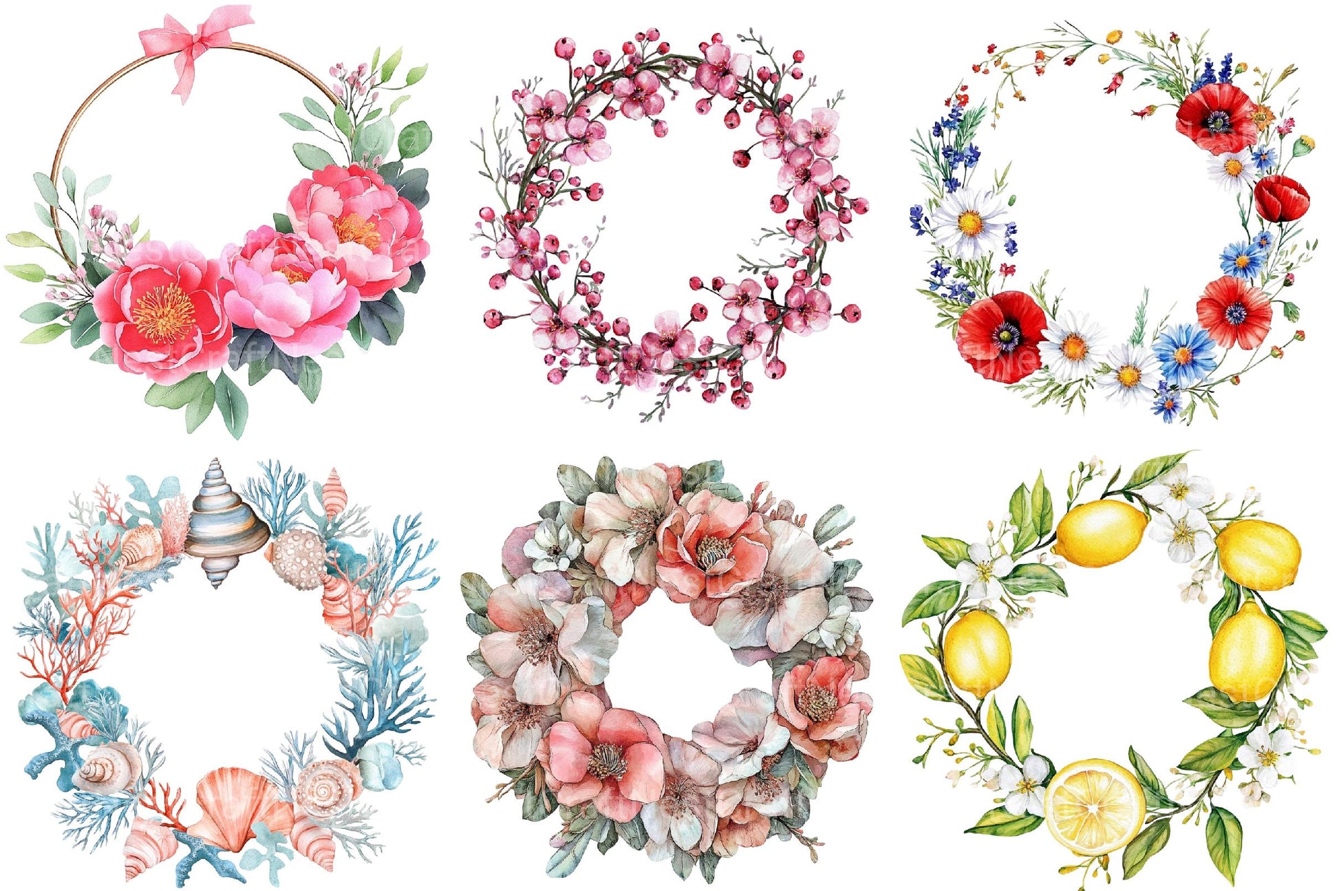 Summer Wreath Clipart - CraftNest - Digital Crafting and Art