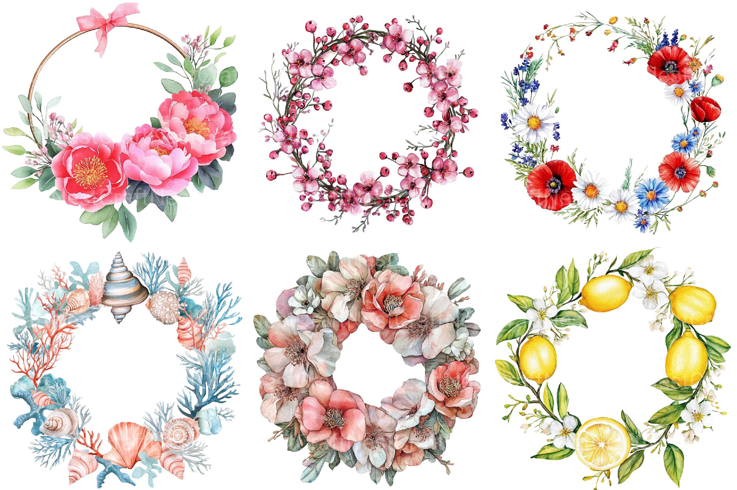 Summer Wreath Clipart - CraftNest - Digital Crafting and Art