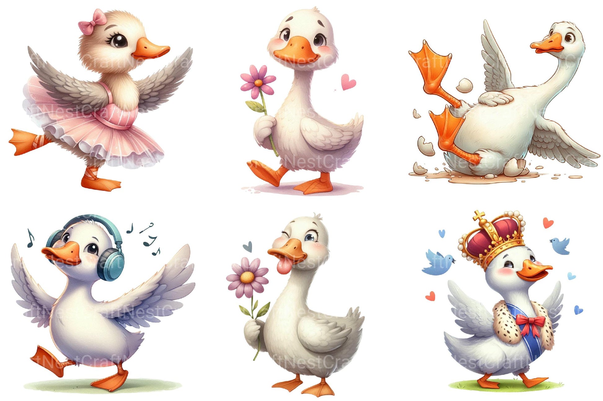 Funny Silly Goose Clipart Bundle - CraftNest - Digital Crafting and Art