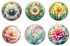 Round Stained Glass Spring Little Flower Clipart 1 - CraftNest - Digital Crafting and Art