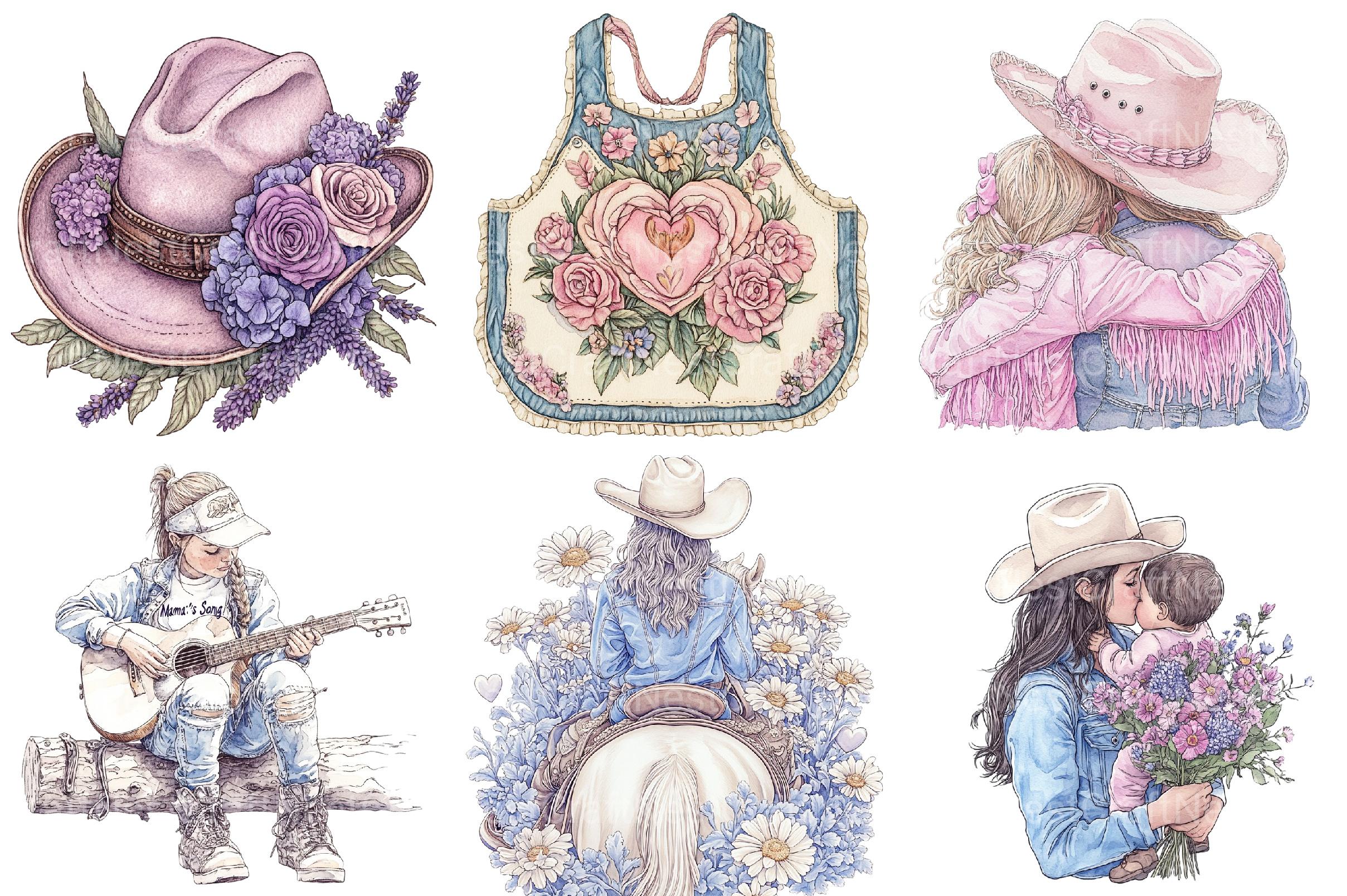 Western Mothers Day Cowgirl Clipart - CraftNest - Digital Crafting and Art