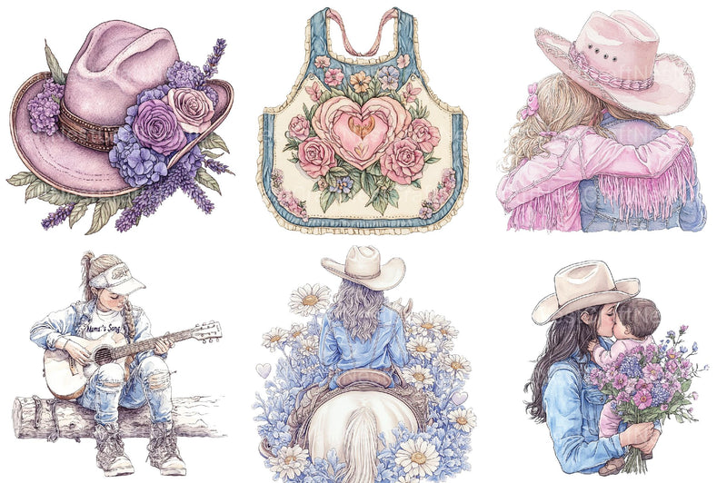 Western Mothers Day Cowgirl Clipart - CraftNest - Digital Crafting and Art