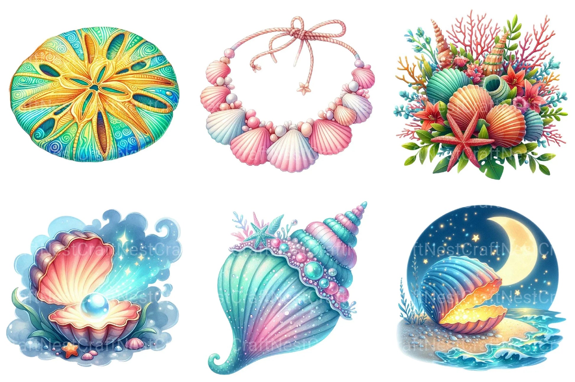 Summer Seashell Clipart - CraftNest - Digital Crafting and Art