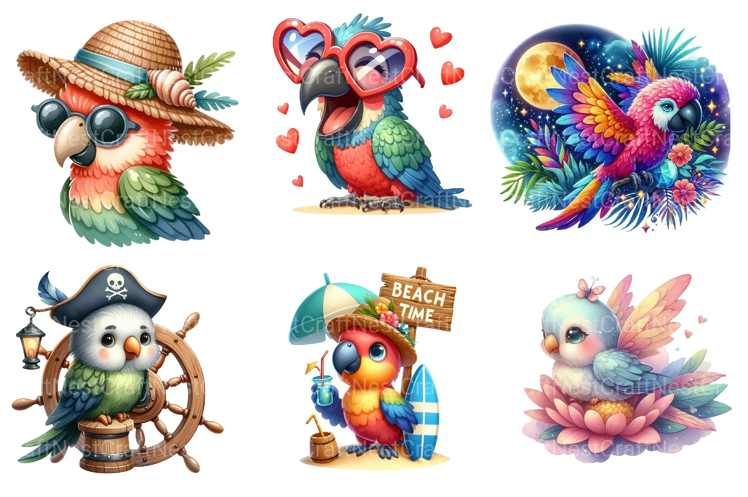 Summer Parrot Sublimation Clipart Bundle - CraftNest - Digital Crafting and Art