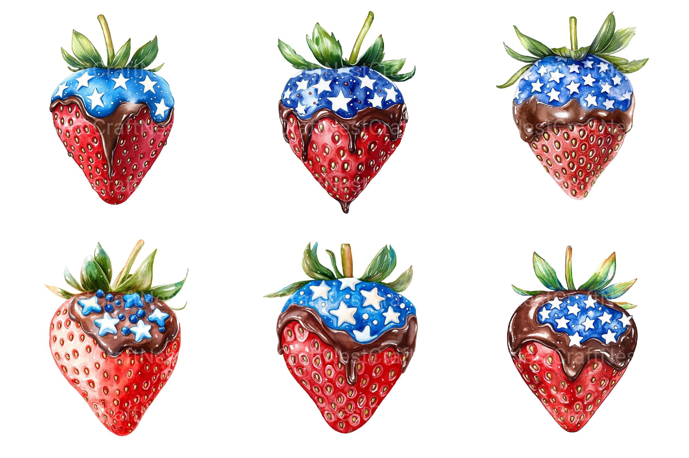 4th of July Strawberry Clipart - CraftNest - Digital Crafting and Art