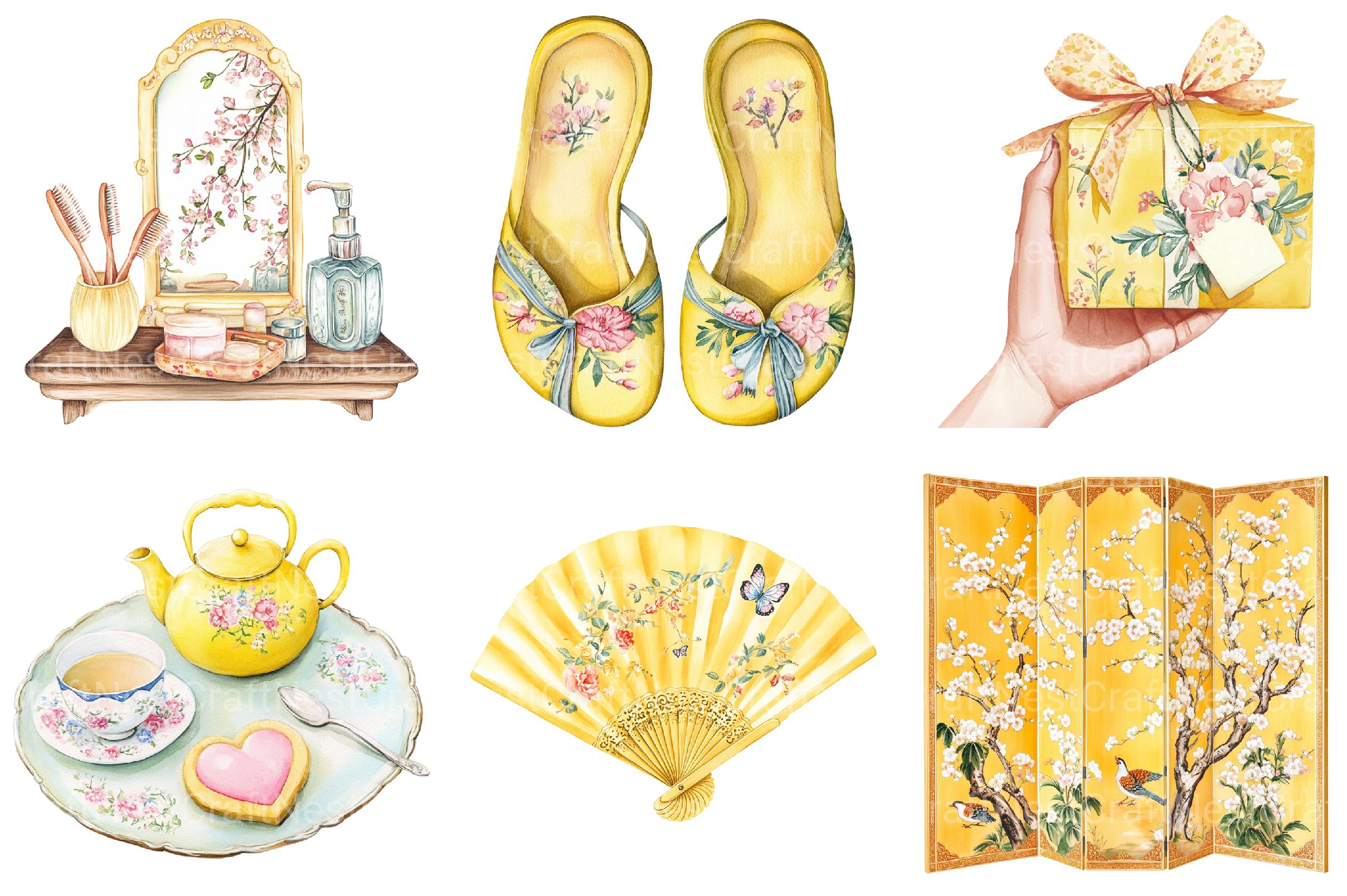 Yellow Chinoiserie Mother’s Day Clipart - CraftNest - Digital Crafting and Art