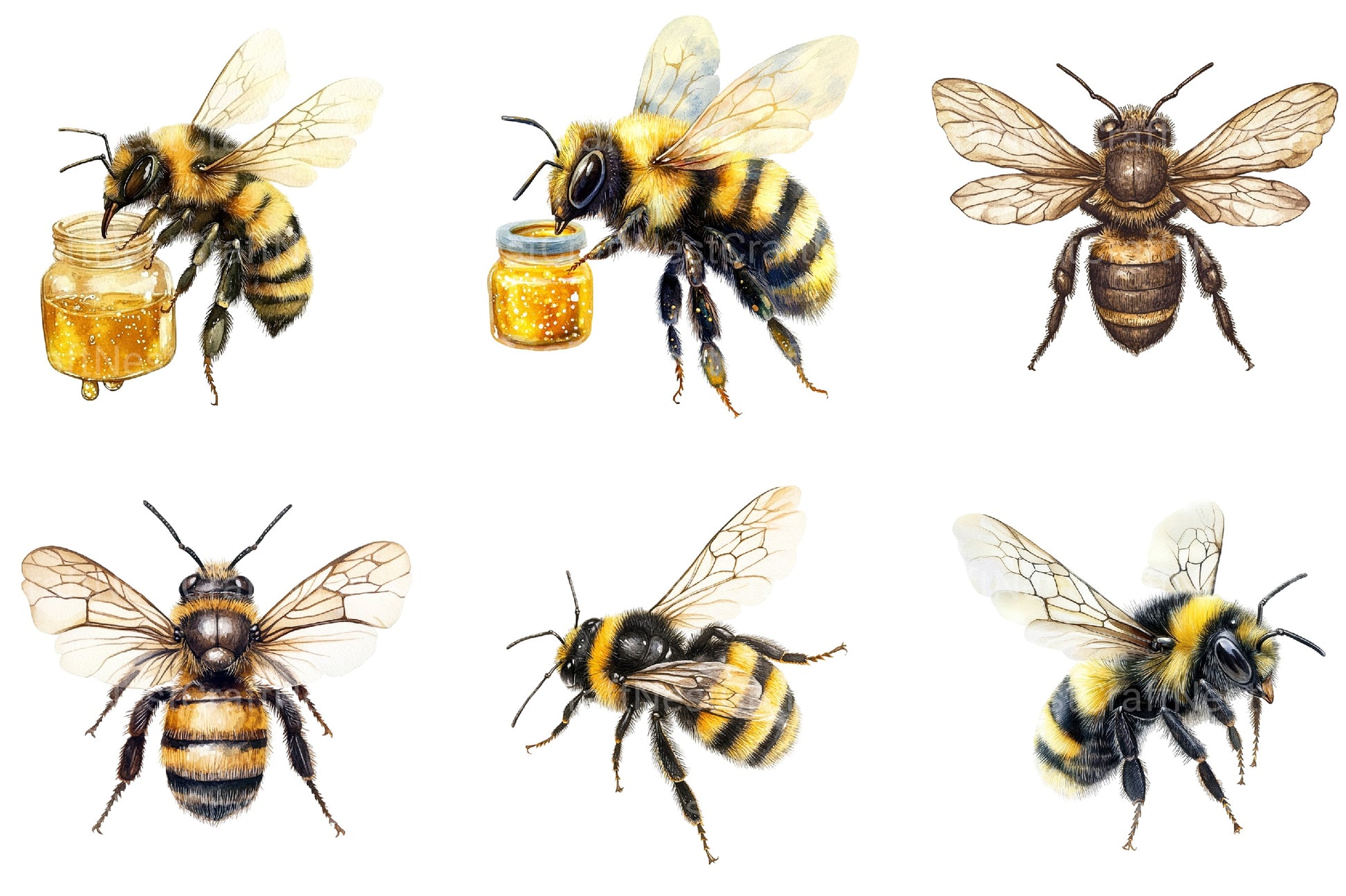 Cute Bee Clipart Bundle - CraftNest - Digital Crafting and Art