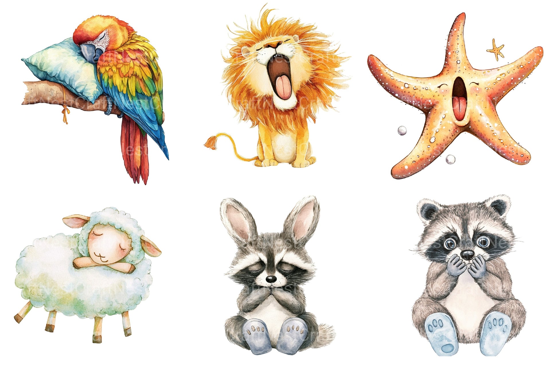 Funny Cartoon Sleepy Quirky Animals Clipart Bundle - CraftNest - Digital Crafting and Art