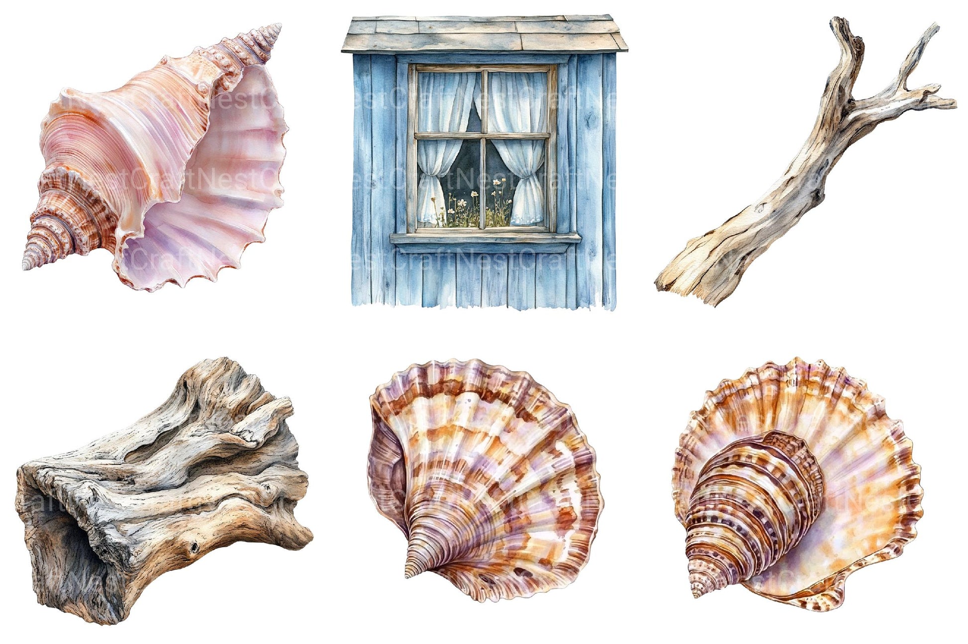Coastal Serenity Clipart - CraftNest - Digital Crafting and Art