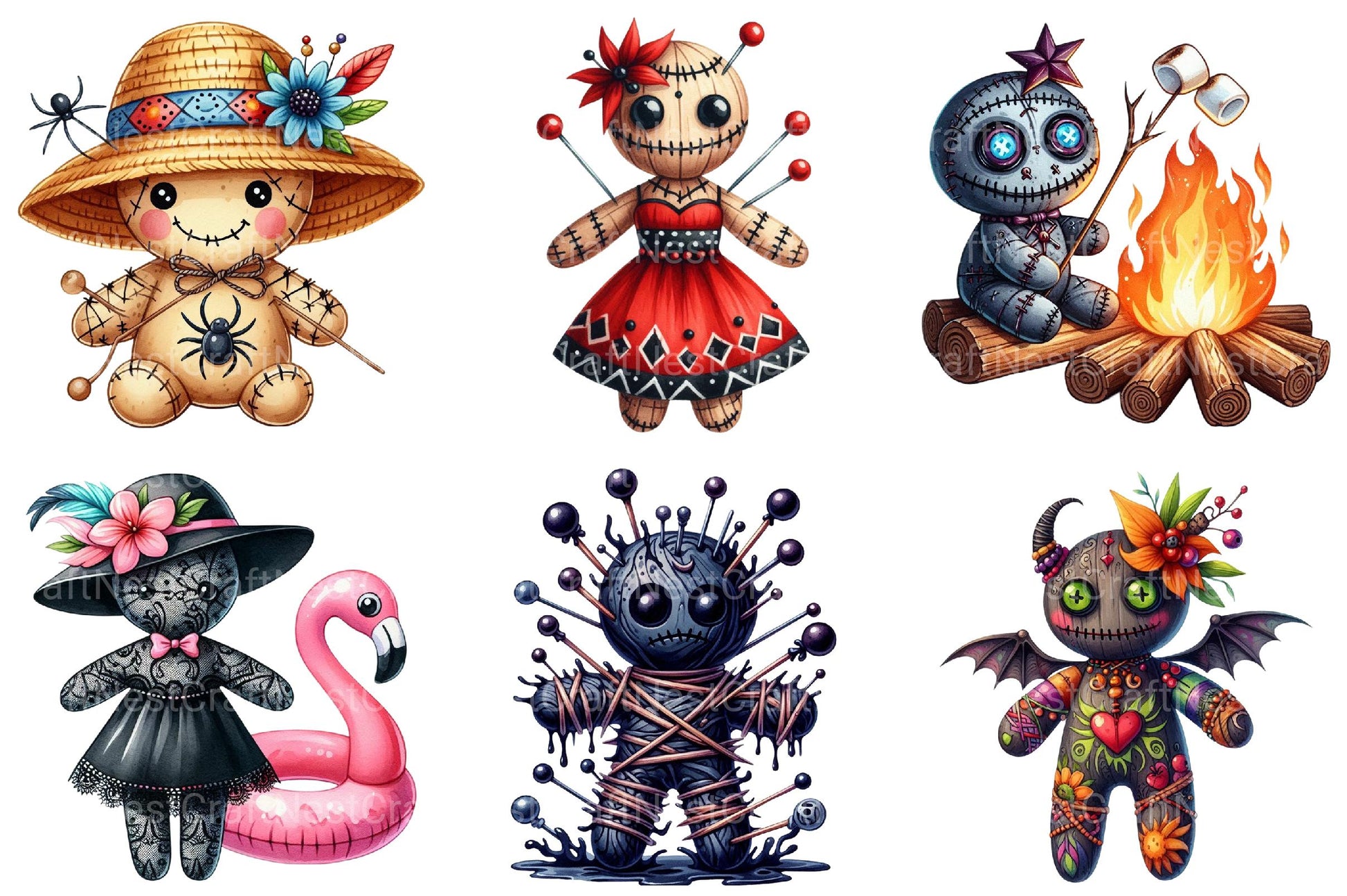 Summer Gothic Voodoo Doll Clipart - CraftNest - Digital Crafting and Art