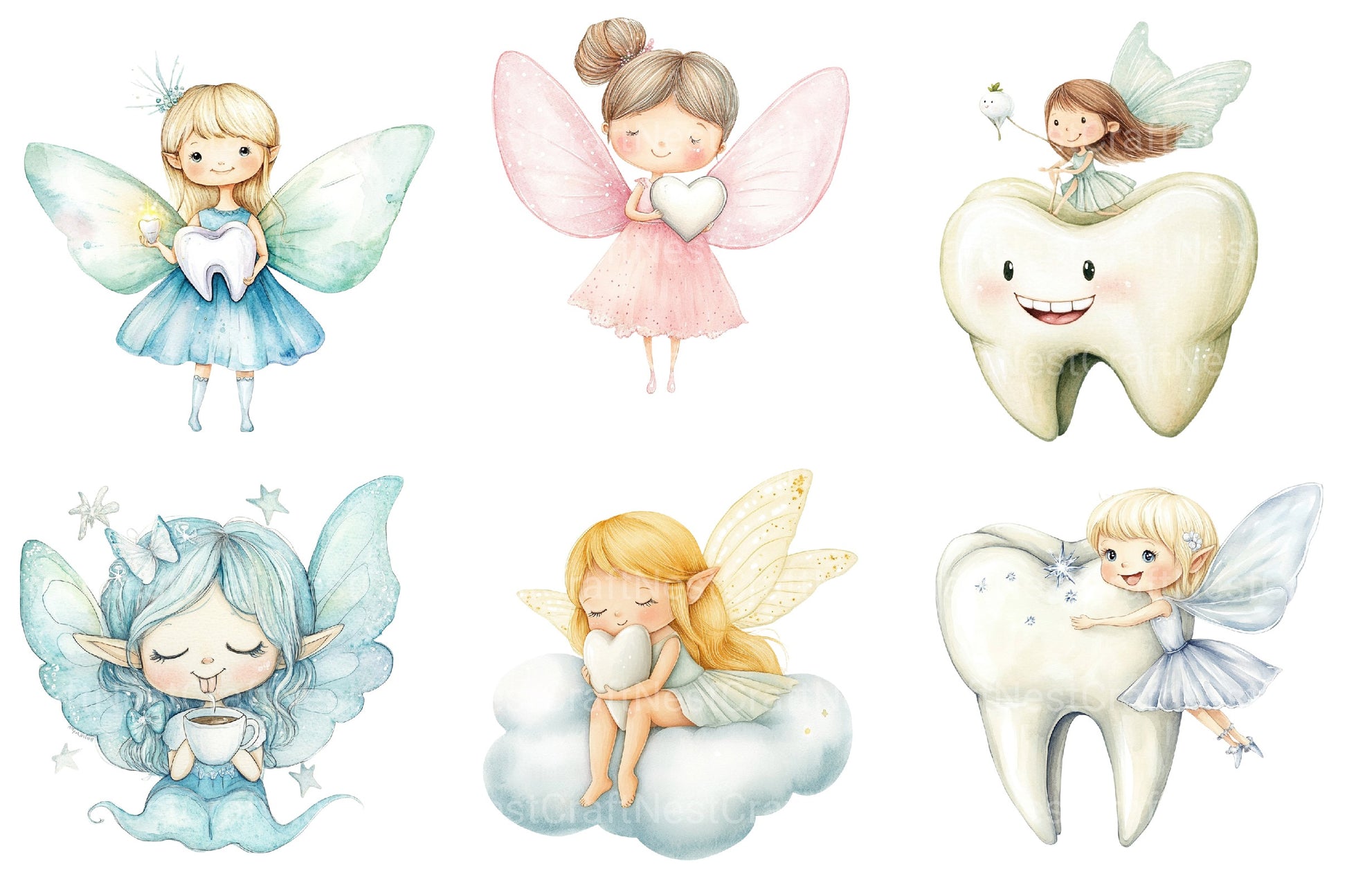 Mascot Cute Tooth Fairy Clipart Bundle - CraftNest - Digital Crafting and Art