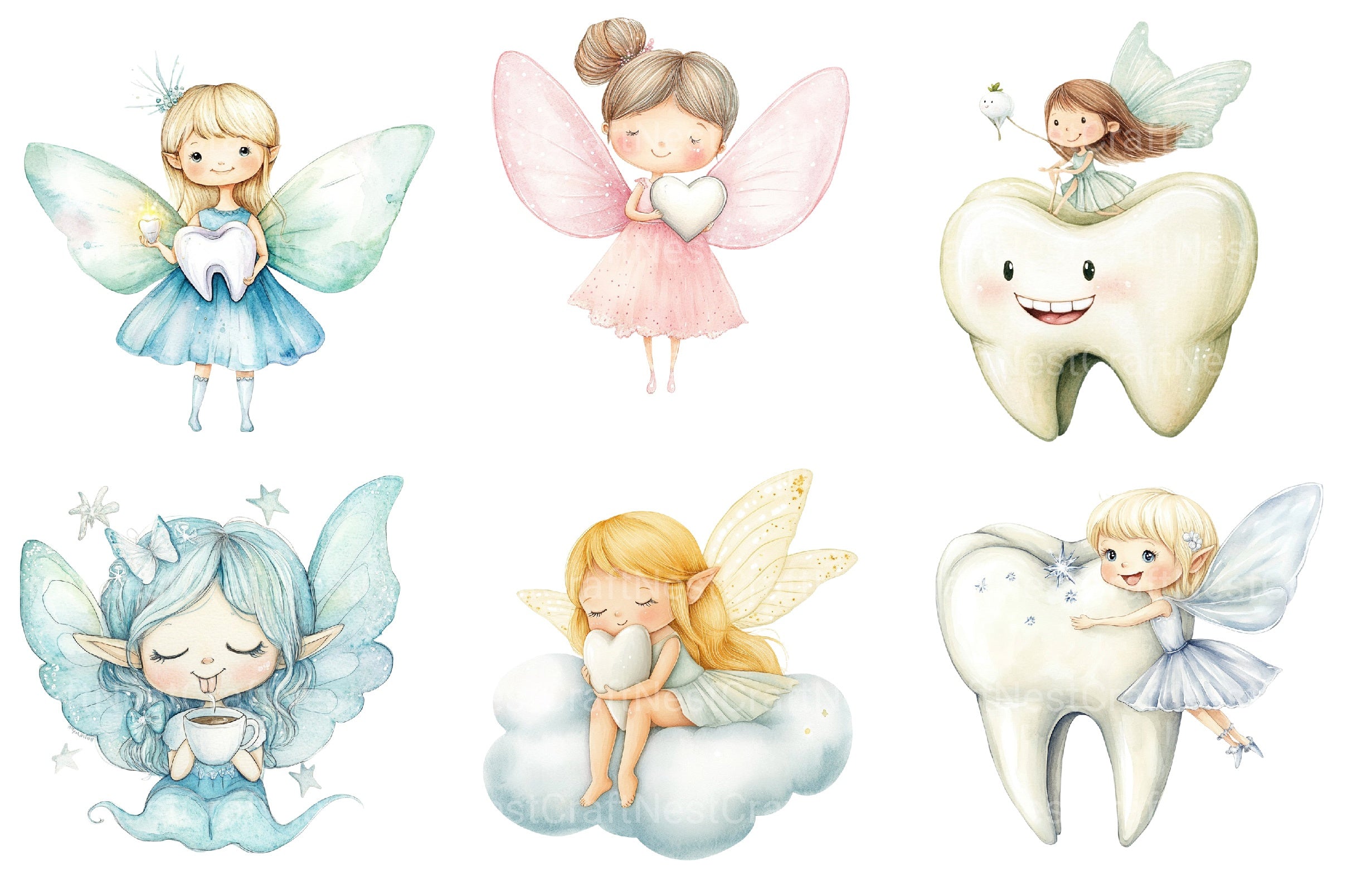 Mascot Cute Tooth Fairy Clipart Bundle - CraftNest - Digital Crafting and Art