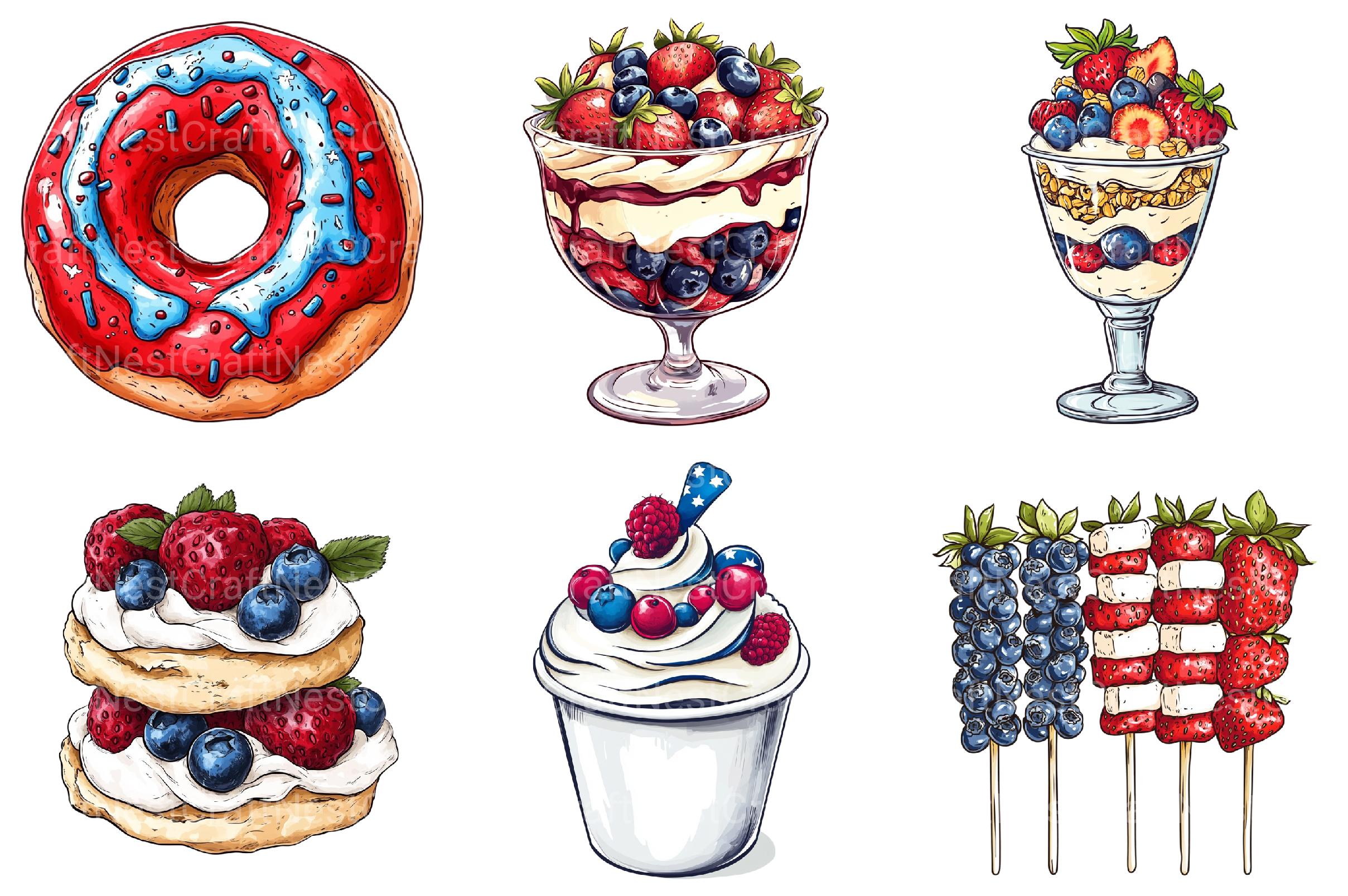 Berry Dessert 4th of July Clipart - CraftNest - Digital Crafting and Art