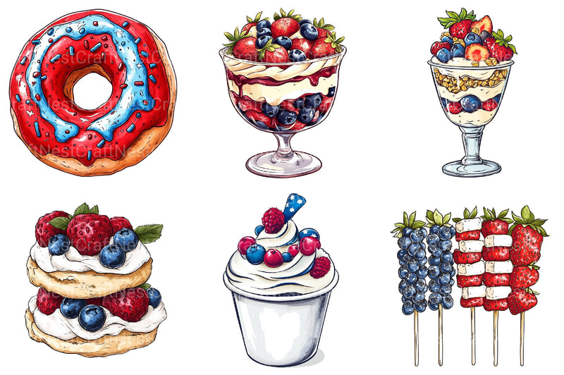 Berry Dessert 4th of July Clipart - CraftNest - Digital Crafting and Art