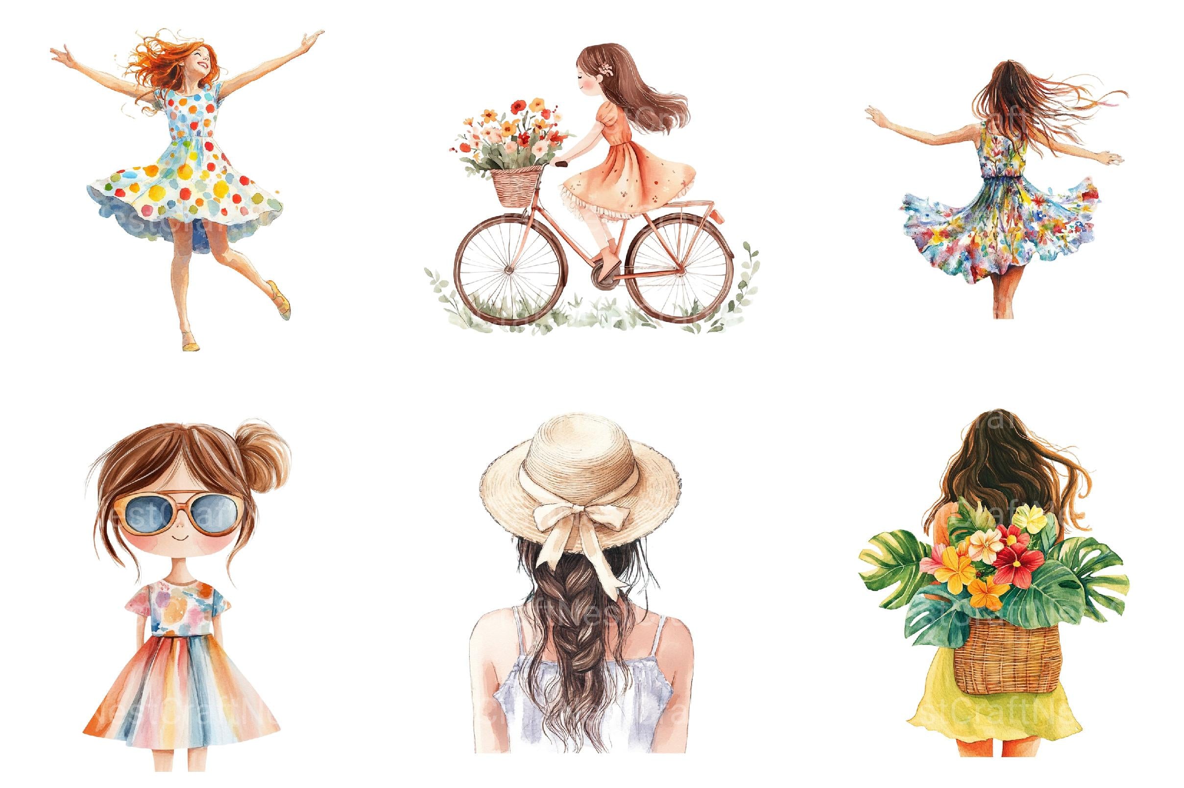 Summer Girl Clipart - CraftNest - Digital Crafting and Art