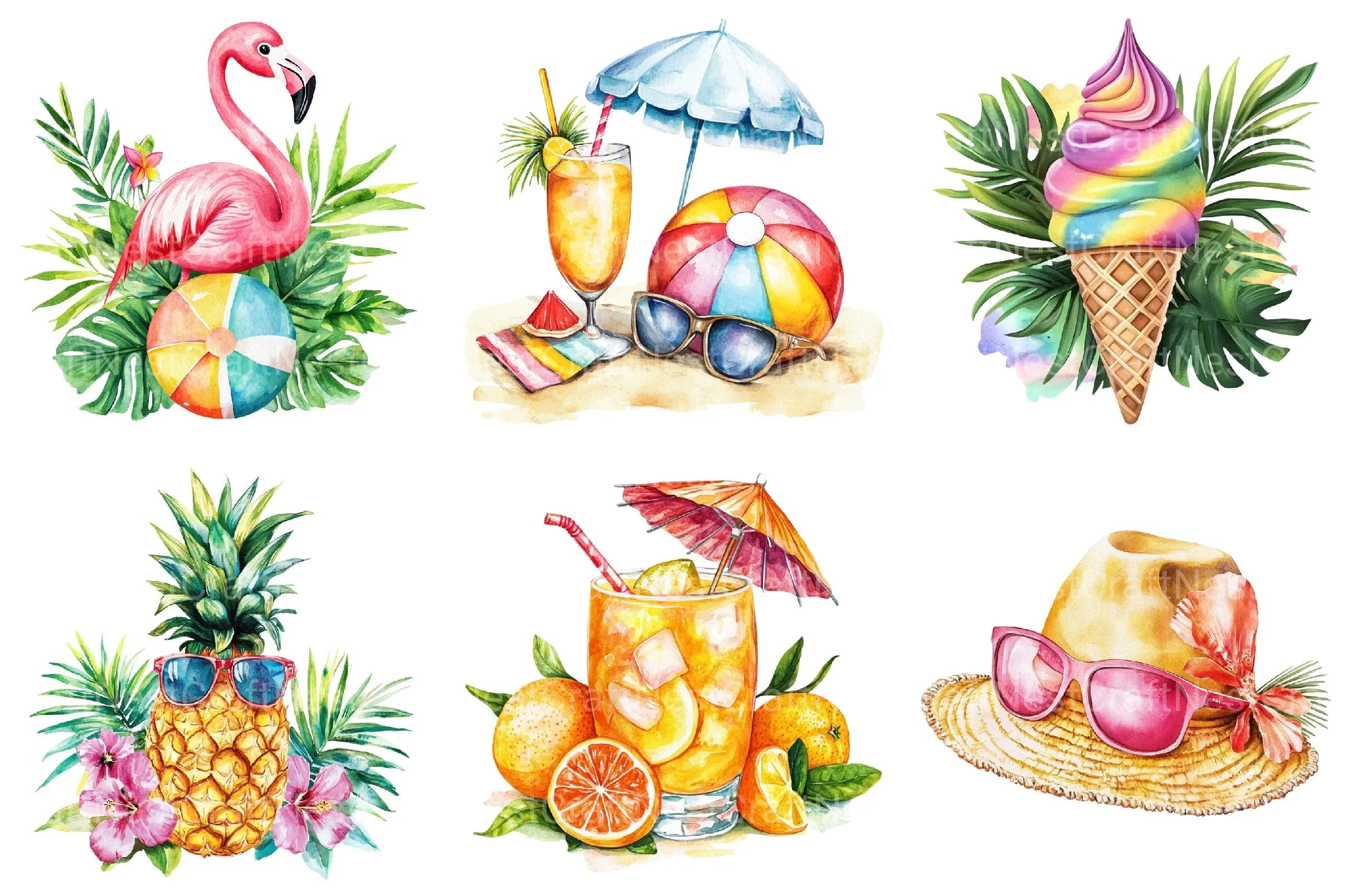 Summer Vibes Clipart - CraftNest - Digital Crafting and Art