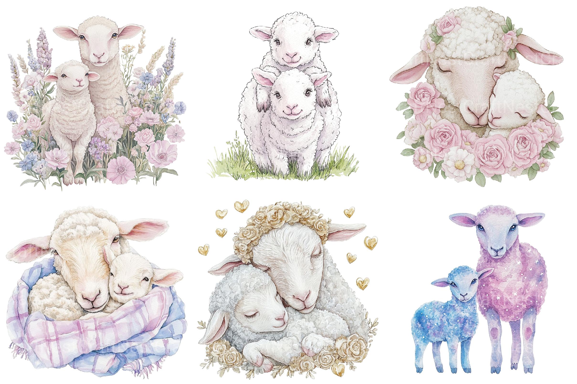 Lamb & Ewe Love Clipart - CraftNest - Digital Crafting and Art