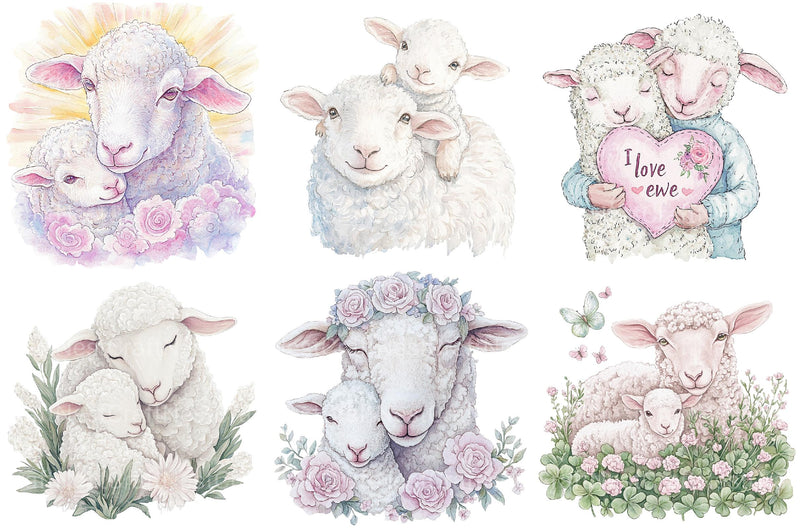 Lamb & Ewe Love Clipart - CraftNest - Digital Crafting and Art
