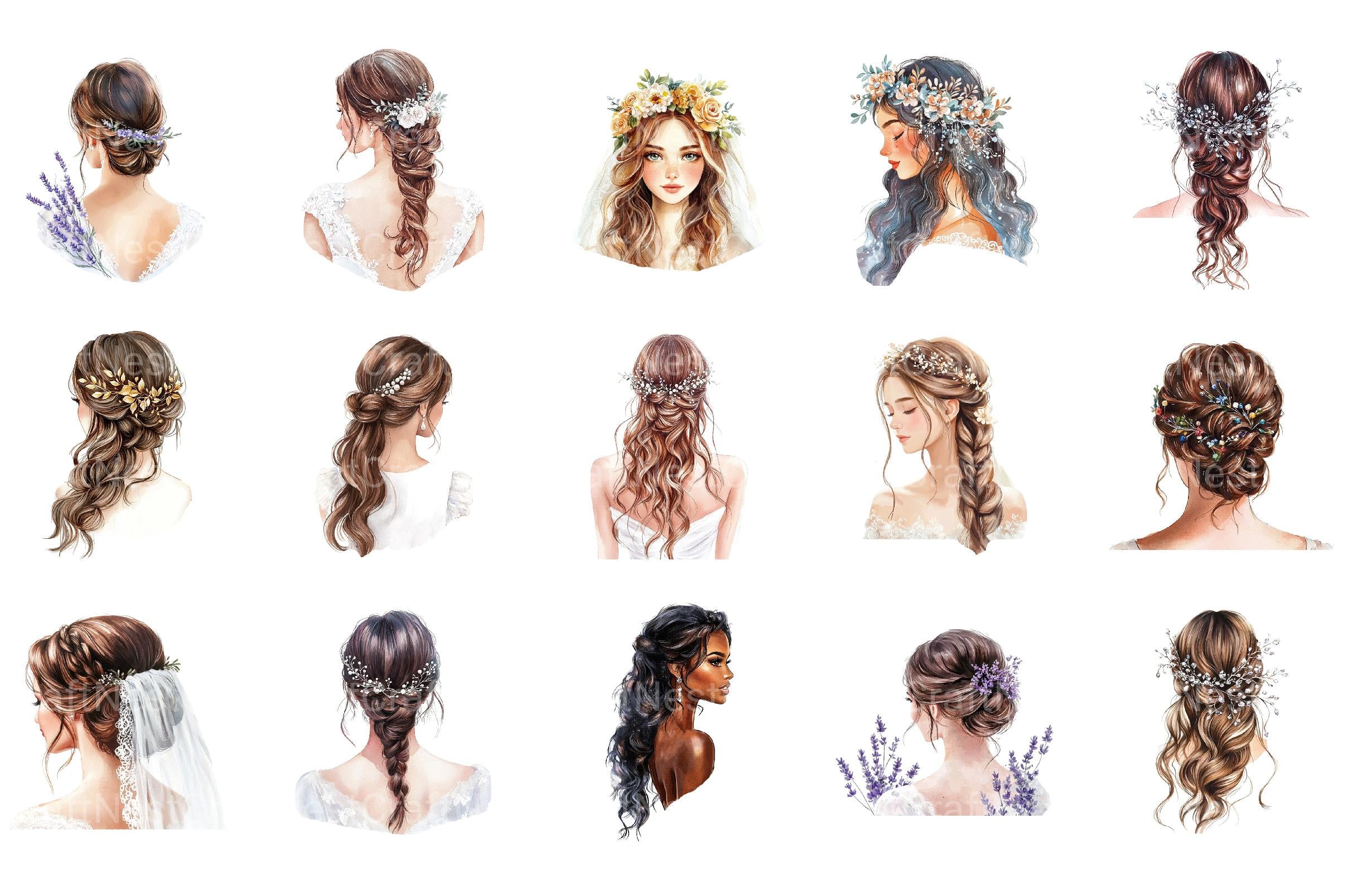 Beautiful Bridal Hairstyle Clipart - CraftNest - Digital Crafting and Art