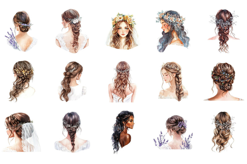 Beautiful Bridal Hairstyle Clipart - CraftNest - Digital Crafting and Art