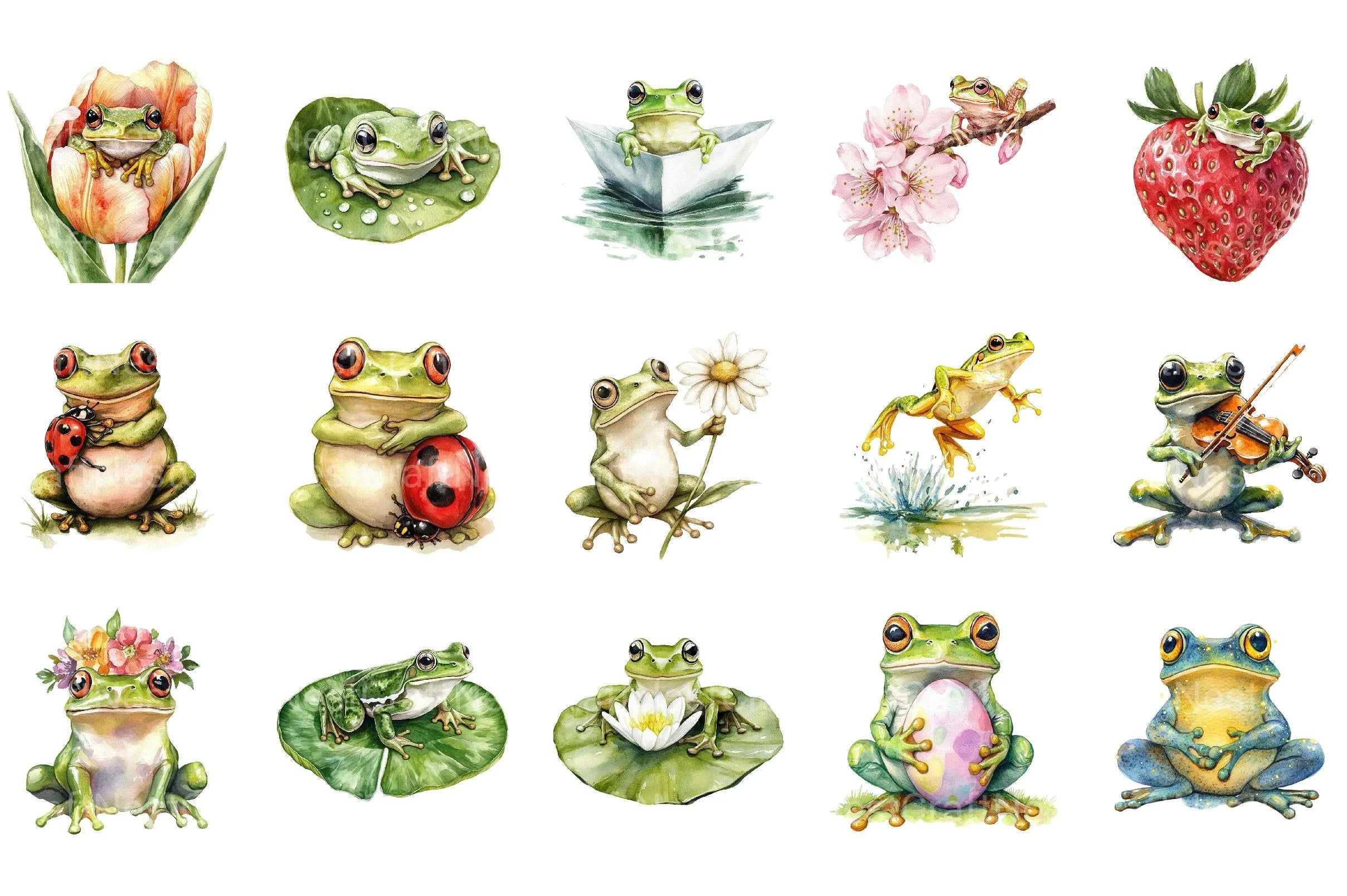 Spring Frog Clipart - CraftNest - Digital Crafting and Art
