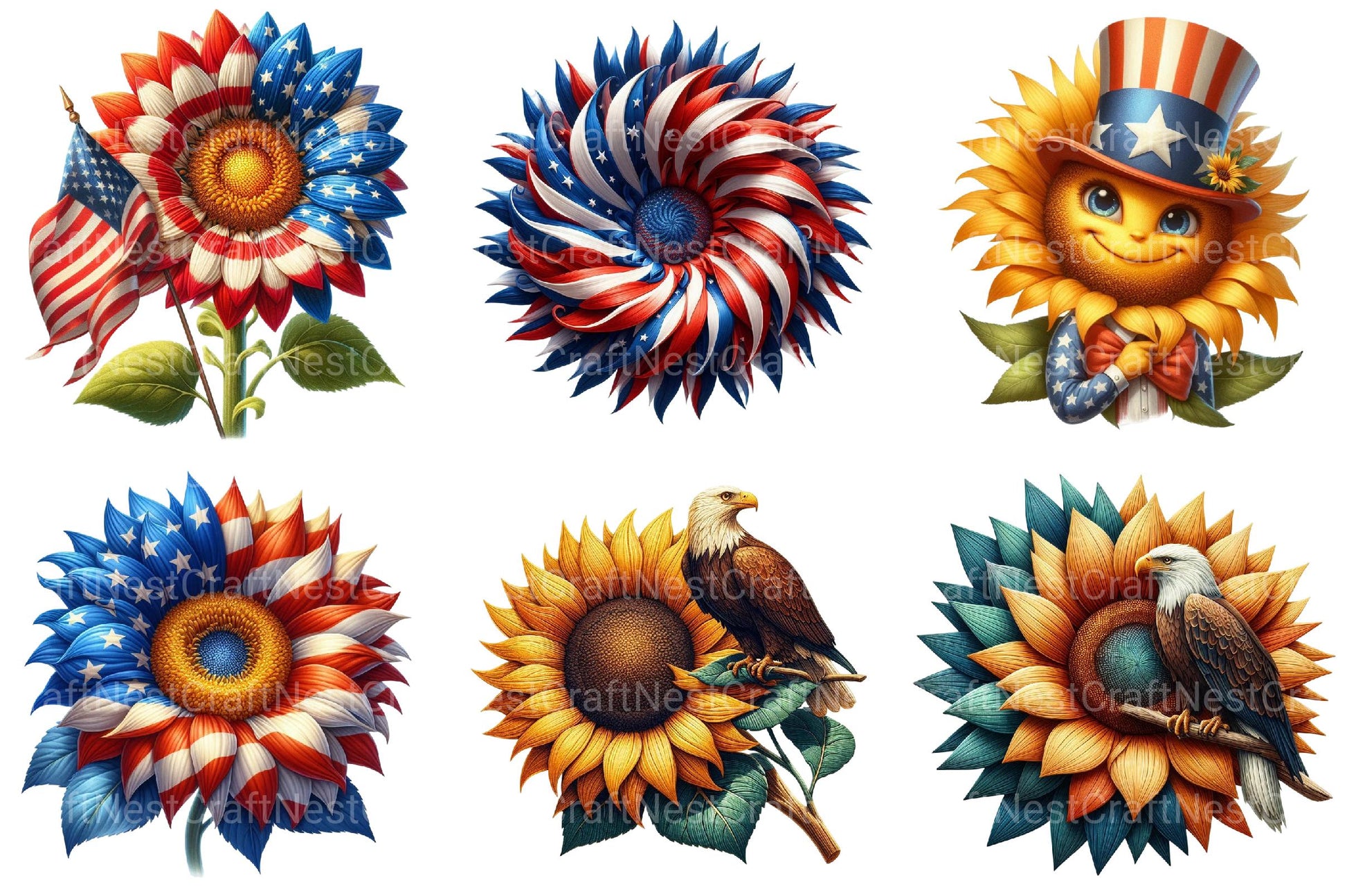 Sunflowers 4th of July Clipart - CraftNest - Digital Crafting and Art