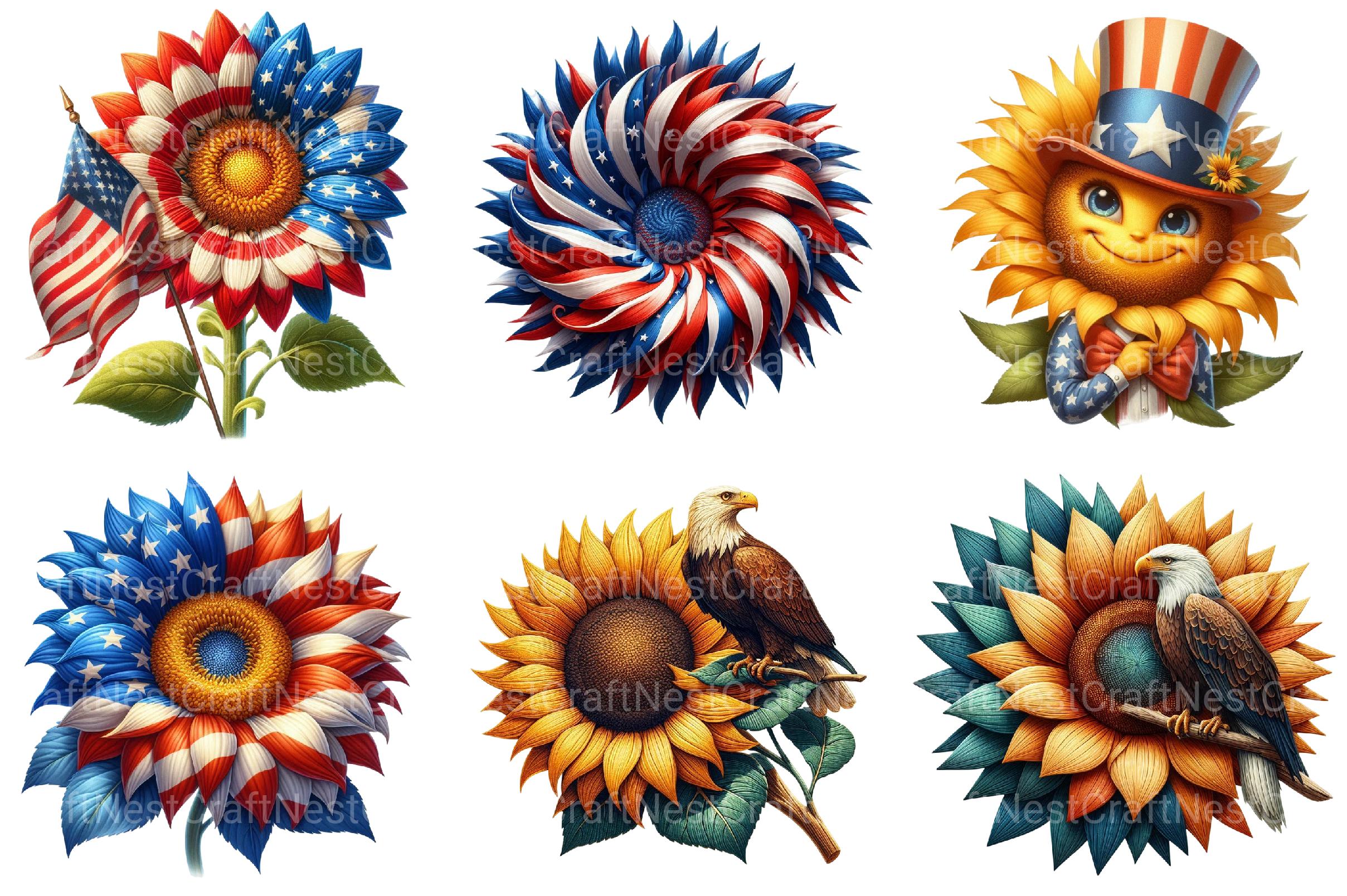 Sunflowers 4th of July Clipart - CraftNest - Digital Crafting and Art