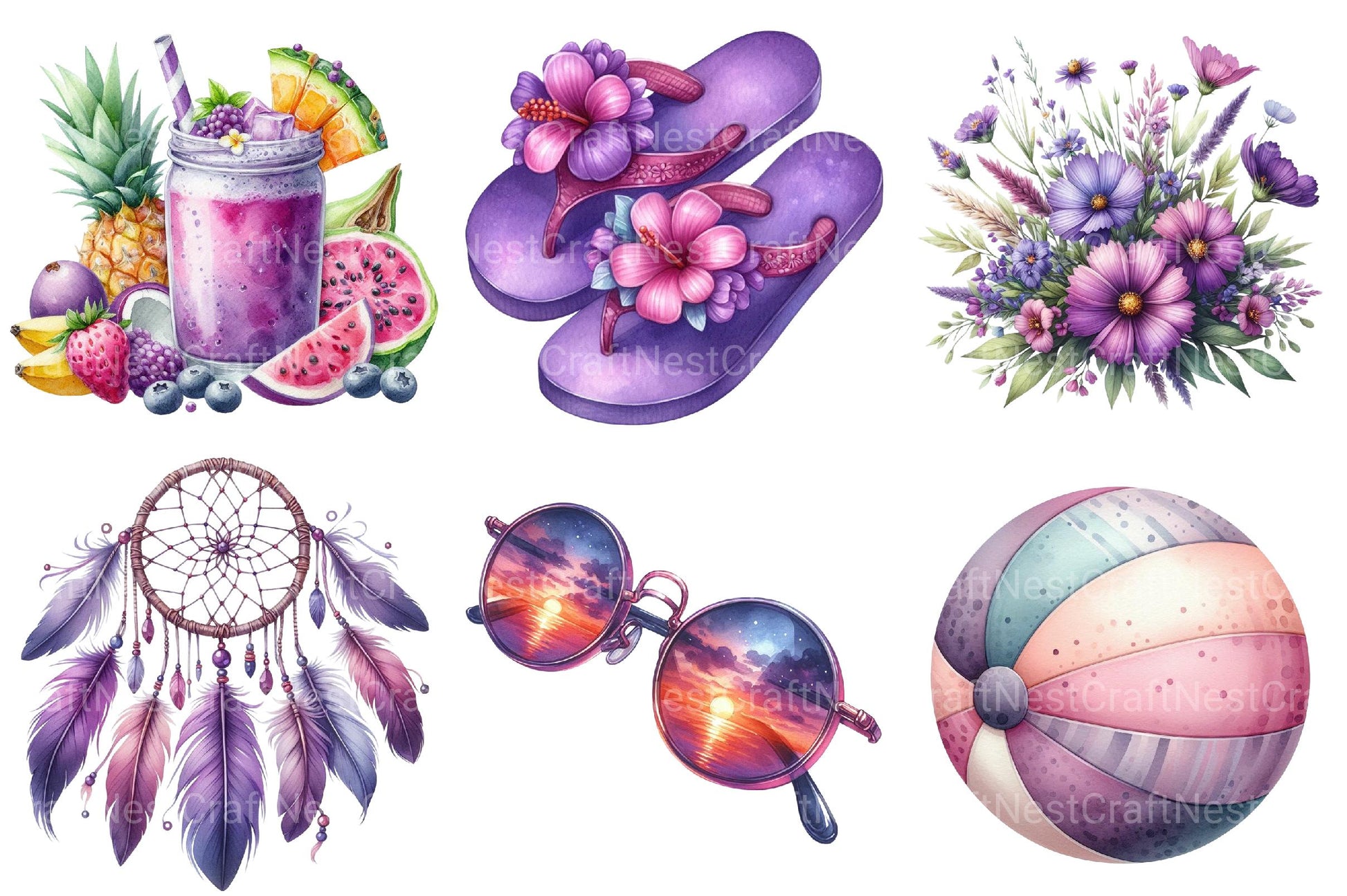 Purple Summer Clipart 1 - CraftNest - Digital Crafting and Art