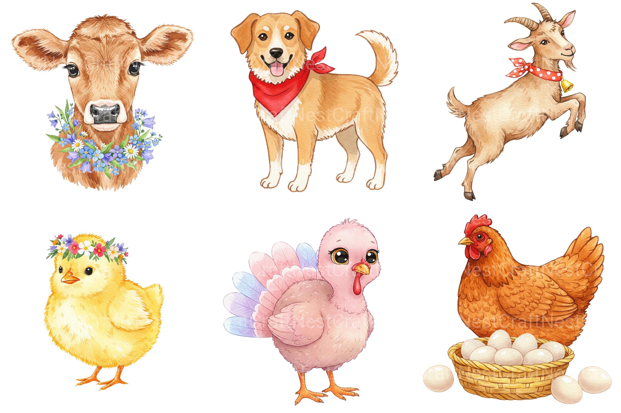 Cute Farm Animals Clipart 2 - CraftNest - Digital Crafting and Art