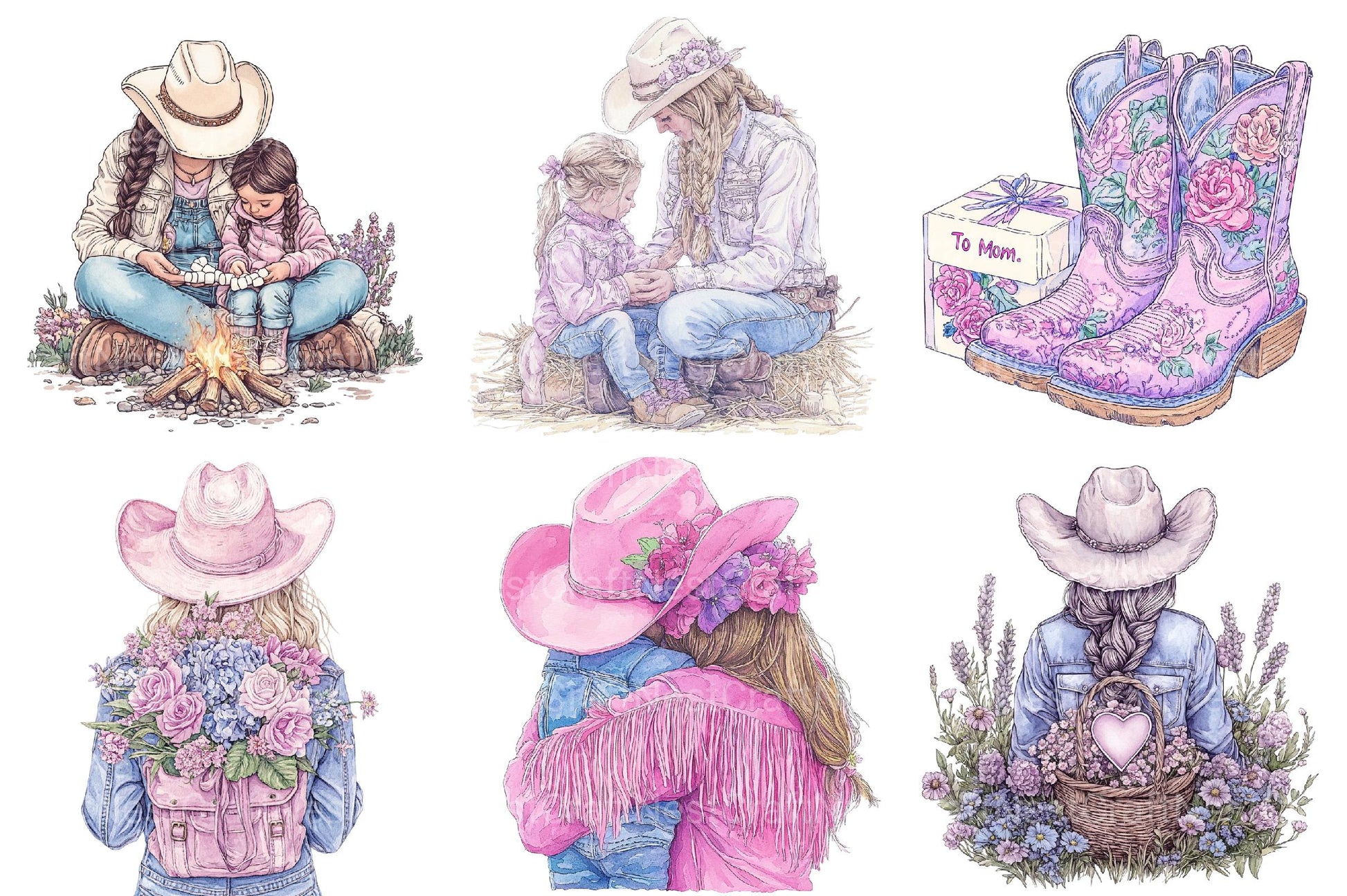 Western Mothers Day Cowgirl Clipart - CraftNest - Digital Crafting and Art