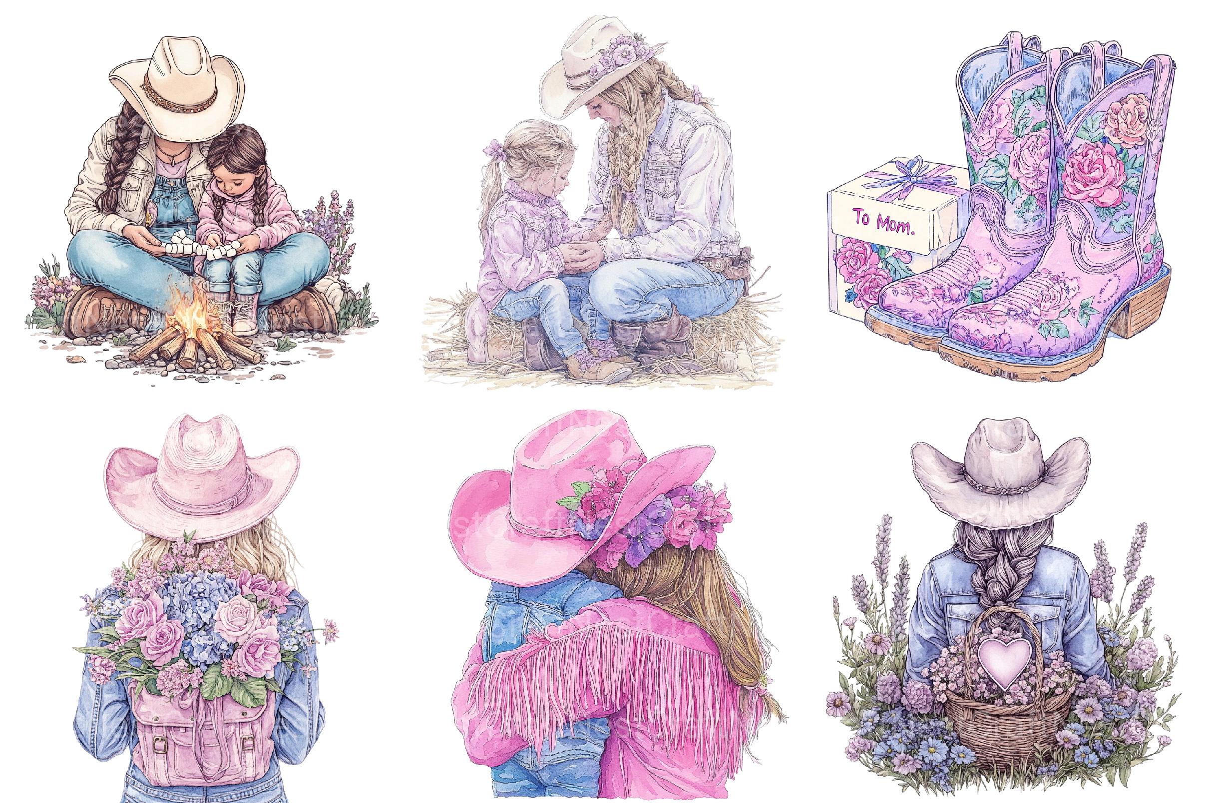 Western Mothers Day Cowgirl Clipart - CraftNest - Digital Crafting and Art