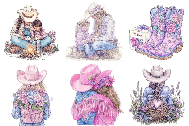 Western Mothers Day Cowgirl Clipart - CraftNest - Digital Crafting and Art