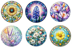 Round Stained Glass Spring Little Flower Clipart 1 - CraftNest - Digital Crafting and Art
