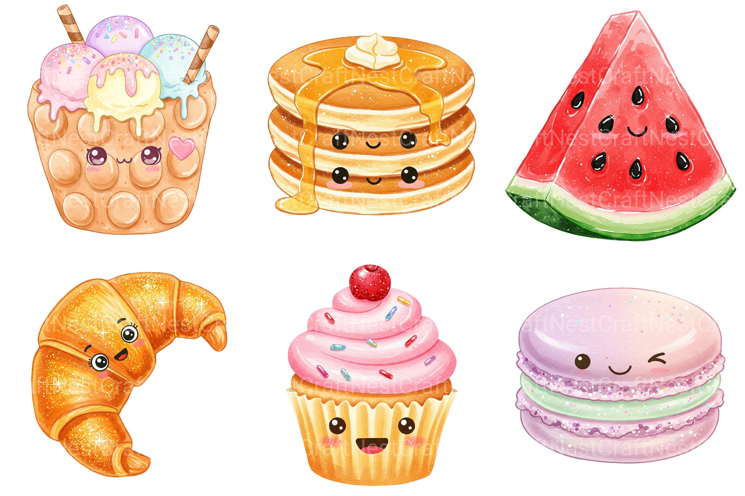 Kawaii Glitter Food Clipart 1 - CraftNest - Digital Crafting and Art