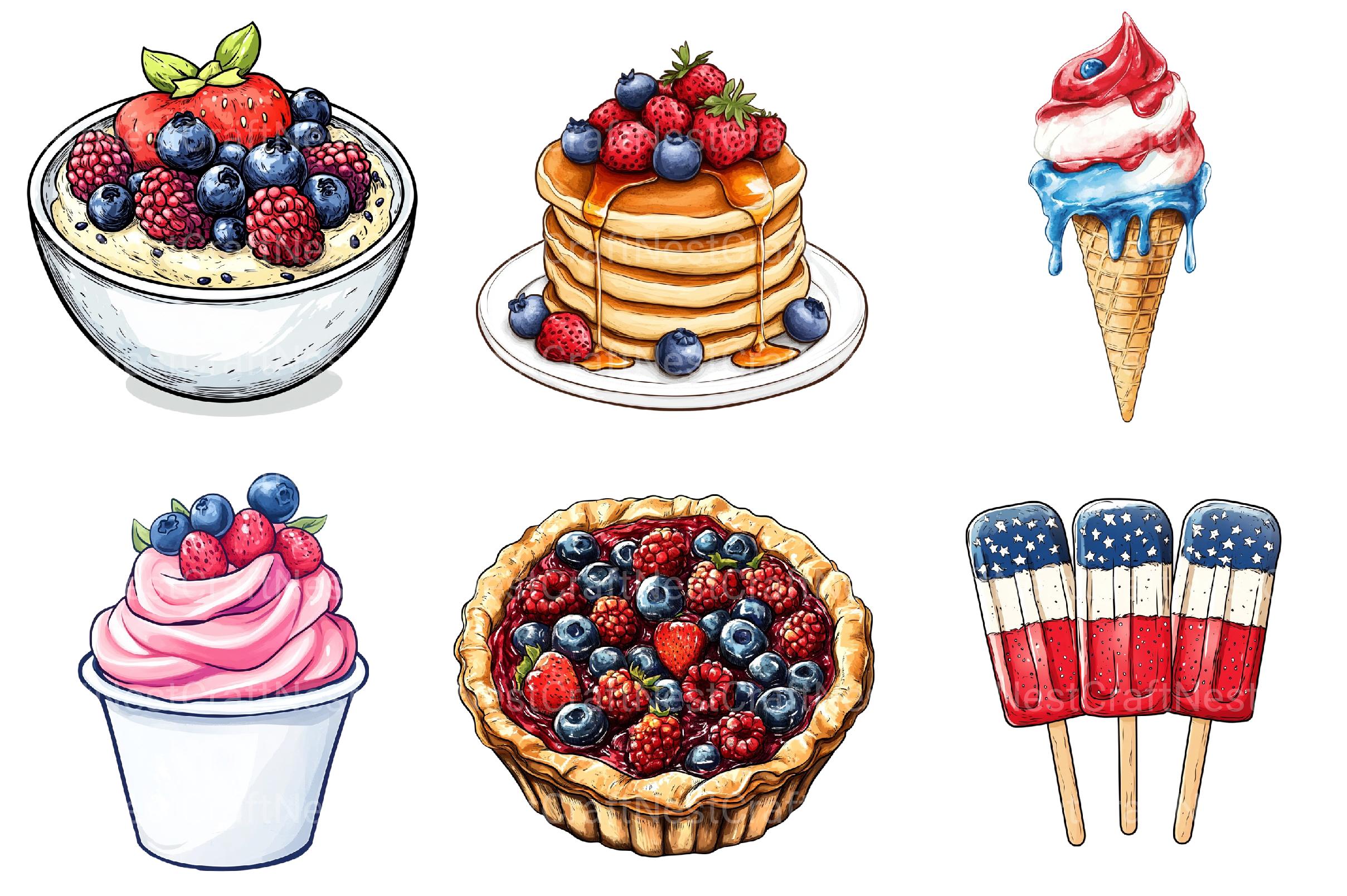 Berry Dessert 4th of July Clipart - CraftNest - Digital Crafting and Art