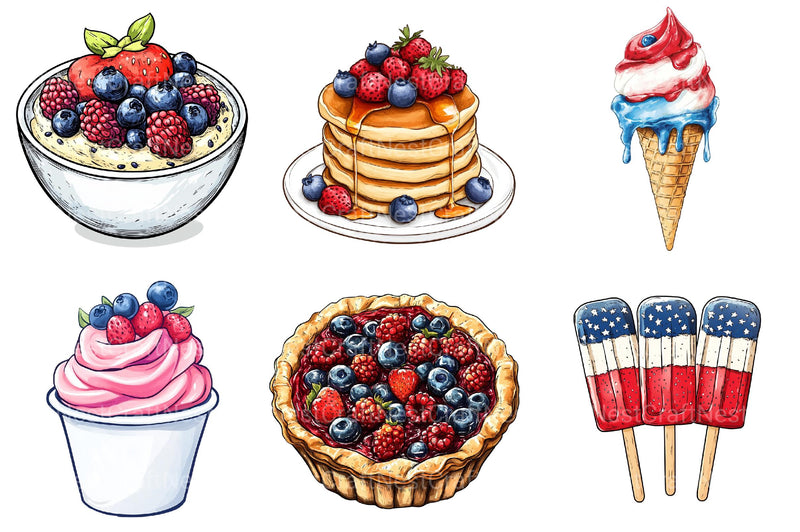 Berry Dessert 4th of July Clipart - CraftNest - Digital Crafting and Art