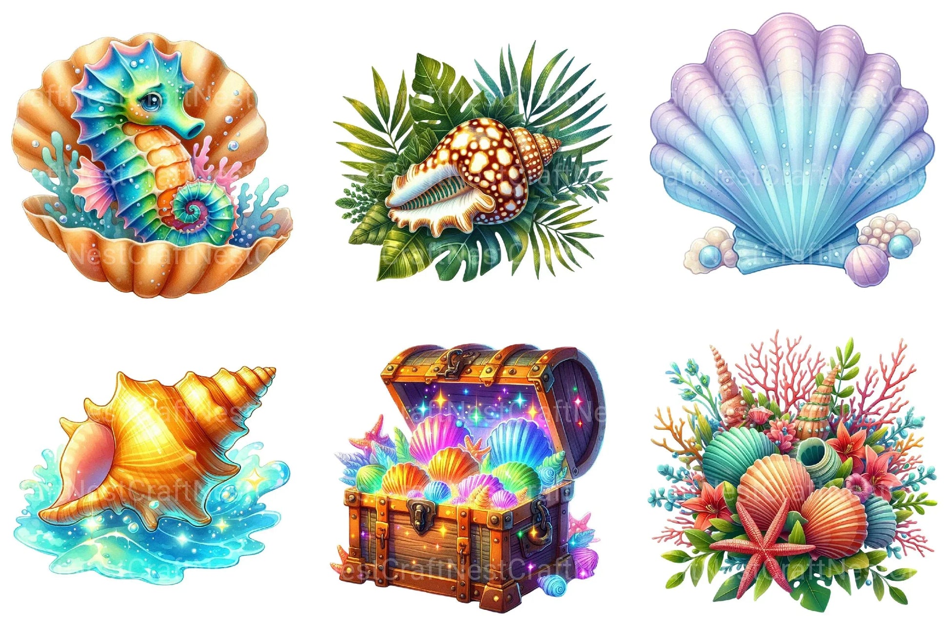 Summer Seashell Clipart - CraftNest - Digital Crafting and Art