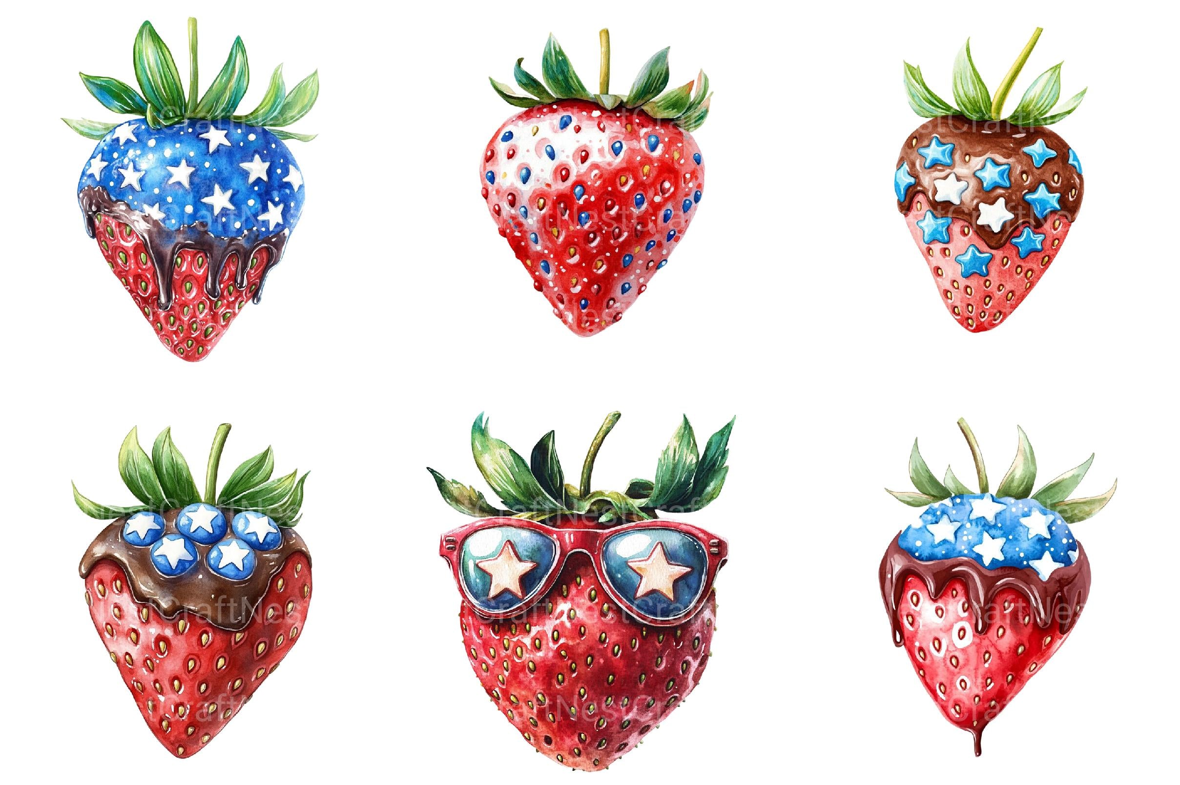 4th of July Strawberry Clipart - CraftNest - Digital Crafting and Art