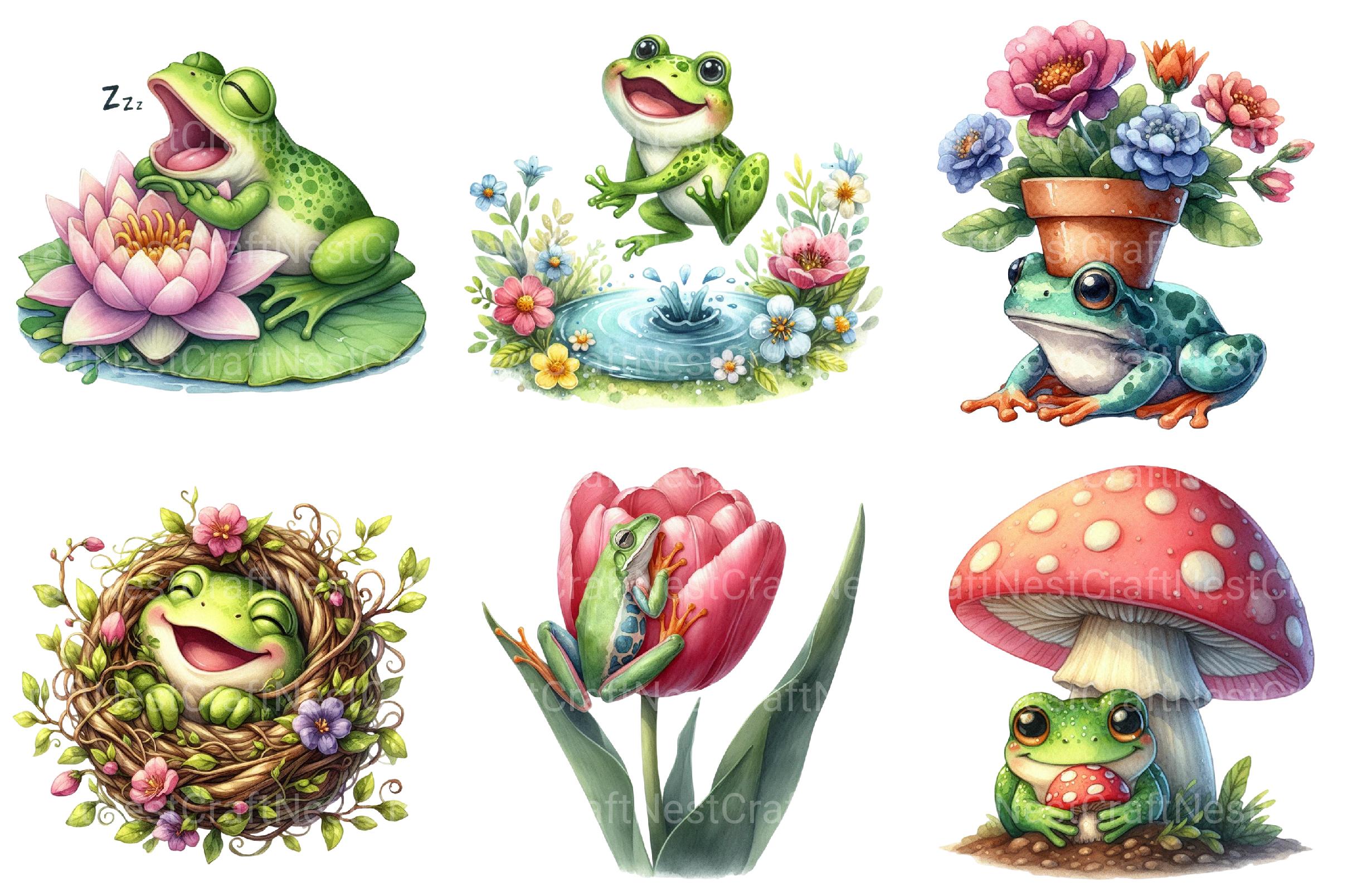 Spring Funny Frog Clipart - CraftNest - Digital Crafting and Art