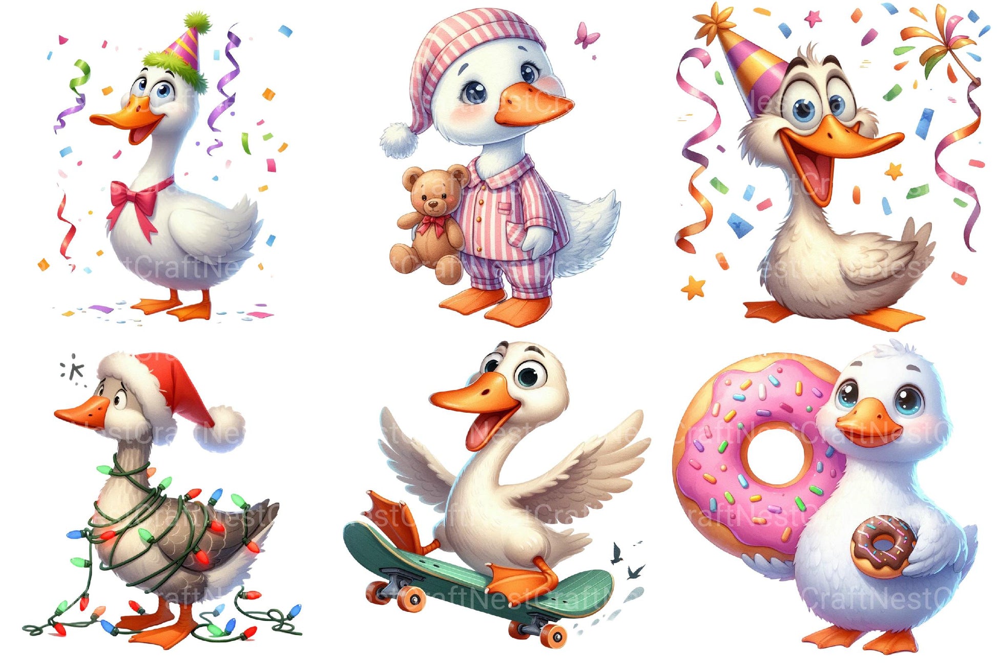 Funny Silly Goose Clipart Bundle - CraftNest - Digital Crafting and Art