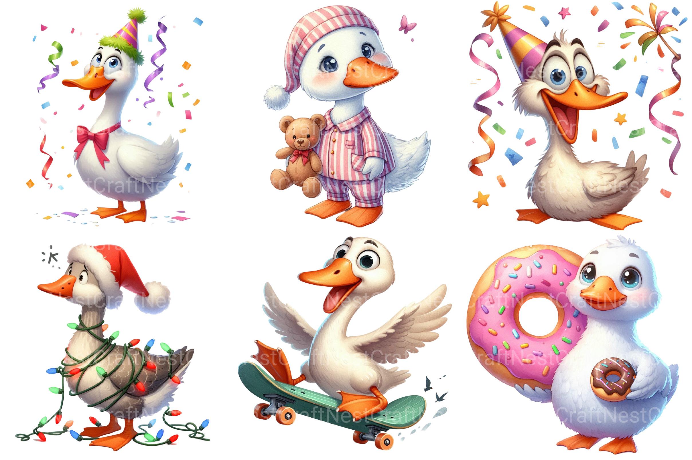Funny Silly Goose Clipart Bundle - CraftNest - Digital Crafting and Art