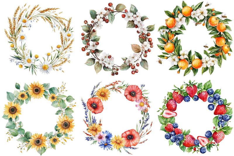 Summer Wreath Clipart - CraftNest - Digital Crafting and Art