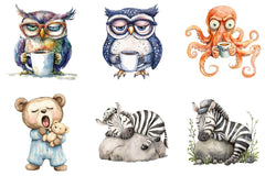 Funny Cartoon Sleepy Quirky Animals Clipart Bundle - CraftNest - Digital Crafting and Art