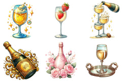 Vintage Champagne Clipart - CraftNest - Digital Crafting and Art