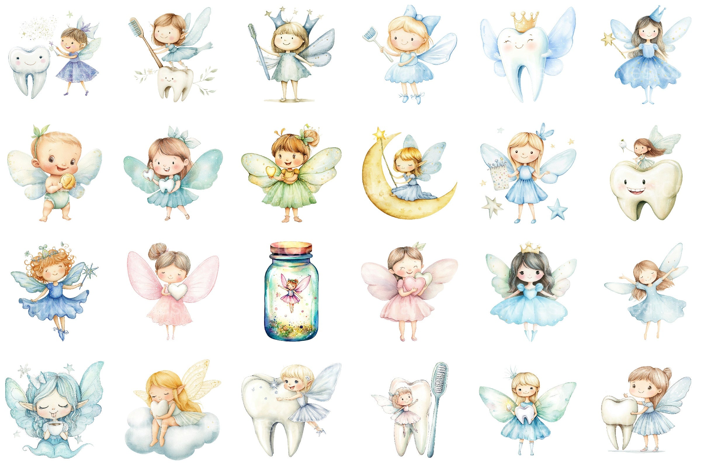 Mascot Cute Tooth Fairy Clipart Bundle - CraftNest - Digital Crafting and Art