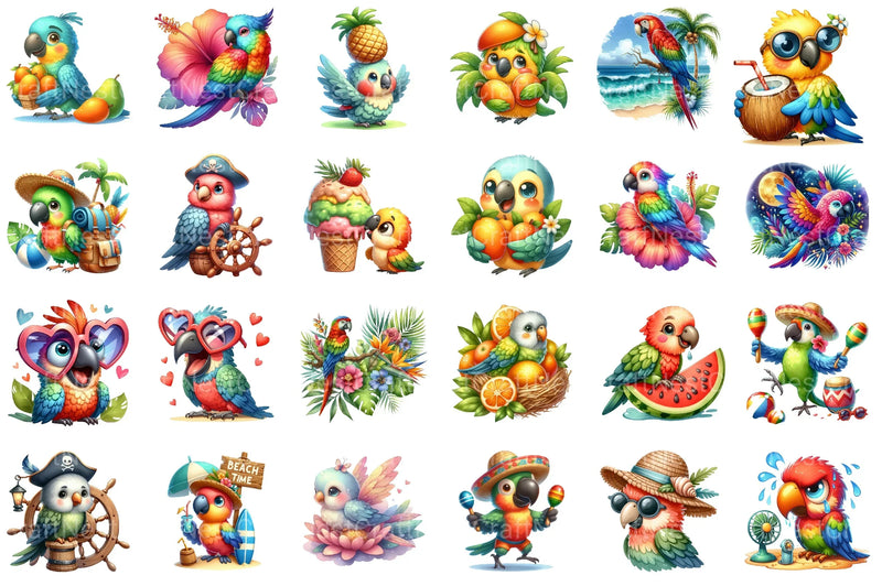 Summer Parrot Sublimation Clipart Bundle - CraftNest - Digital Crafting and Art